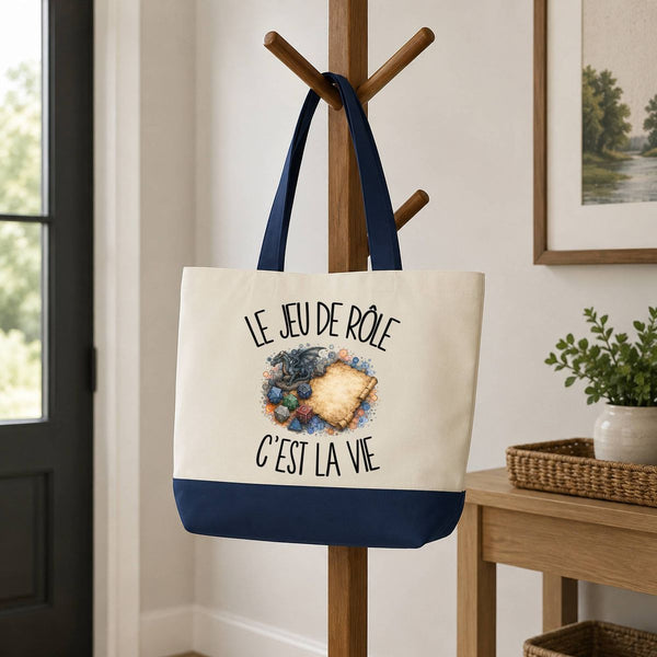 Grand Sac Cabas Fond Bleu Le jeu de rôle c'est la vie