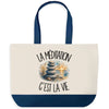 Grand Sac Cabas Fond Bleu La méditation c'est la vie