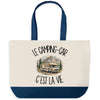 Grand Sac Cabas Fond Bleu Le camping-car c'est la vie