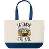Grand Sac Cabas Fond Bleu La fondue c'est la vie
