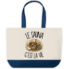 Grand Sac Cabas Fond Bleu Le sauna c'est la vie