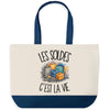 Grand Sac Cabas Fond Bleu Les soldes c'est la vie