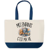Grand Sac Cabas Fond Bleu Mes enfants c'est ma vie