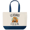 Grand Sac Cabas Fond Bleu Les renards c'est la vie