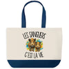 Grand Sac Cabas Fond Bleu Les sangliers c'est la vie