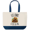 Grand Sac Cabas Fond Bleu Les ours c'est la vie