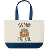 Grand Sac Cabas Fond Bleu Les lynx c'est la vie