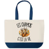 Grand Sac Cabas Fond Bleu Les chamois c'est la vie