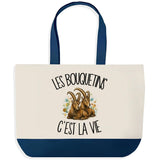 Grand Sac Cabas Fond Bleu Les bouquetins c'est la vie