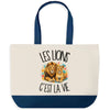 Grand Sac Cabas Fond Bleu Les lions c'est la vie