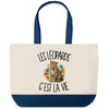 Grand Sac Cabas Fond Bleu Les léopards c'est la vie