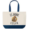 Grand Sac Cabas Fond Bleu Les jaguars c'est la vie