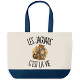 Grand Sac Cabas Fond Bleu Les jaguars c'est la vie