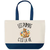 Grand Sac Cabas Fond Bleu Les pumas c'est la vie