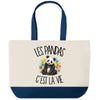 Grand Sac Cabas Fond Bleu Les pandas c'est la vie
