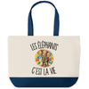 Grand Sac Cabas Fond Bleu Les éléphants c'est la vie