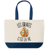 Grand Sac Cabas Fond Bleu Les girafes c'est la vie