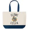Grand Sac Cabas Fond Bleu Les zèbres c'est la vie