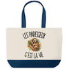 Grand Sac Cabas Fond Bleu Les paresseux c'est la vie