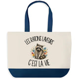 Grand Sac Cabas Fond Bleu Les ratons laveurs c'est la vie