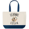 Grand Sac Cabas Fond Bleu Les rennes c'est la vie