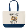 Grand Sac Cabas Fond Bleu Les phoques c'est la vie