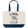 Grand Sac Cabas Fond Bleu Les narvals c'est la vie