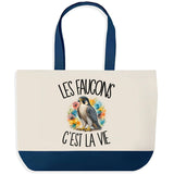 Grand Sac Cabas Fond Bleu Les faucons c'est la vie