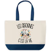 Grand Sac Cabas Fond Bleu Les cigognes c'est la vie
