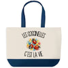Grand Sac Cabas Fond Bleu Les coccinelles c'est la vie