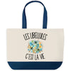 Grand Sac Cabas Fond Bleu Les libellules c'est la vie