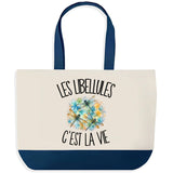 Grand Sac Cabas Fond Bleu Les libellules c'est la vie
