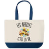 Grand Sac Cabas Fond Bleu Les abeilles c'est la vie