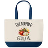 Grand Sac Cabas Fond Bleu Être normand c'est la vie