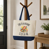 Grand Sac Cabas Fond Bleu Être à la retraite c'est la vie