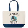 Grand Sac Cabas Fond Bleu Être manip radio c'est la vie