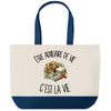 Grand Sac Cabas Fond Bleu Être auxiliaire de vie c'est la vie