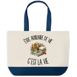 Grand Sac Cabas Fond Bleu Être auxiliaire de vie c'est la vie