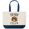 Grand Sac Cabas Fond Bleu Être instit c'est la vie