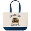 Grand Sac Cabas Fond Bleu Être maître d'école c'est la vie