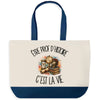 Grand Sac Cabas Fond Bleu Être prof d'histoire c'est la vie