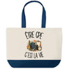 Grand Sac Cabas Fond Bleu Être CPE c'est la vie