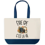 Grand Sac Cabas Fond Bleu Être CPE c'est la vie