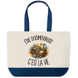 Grand Sac Cabas Fond Bleu Être documentaliste c'est la vie