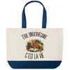 Grand Sac Cabas Fond Bleu Être bibliothécaire c'est la vie