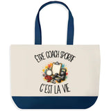 Grand Sac Cabas Fond Bleu Être coach sportif c'est la vie