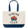 Grand Sac Cabas Fond Bleu Être maître-nageur c'est la vie
