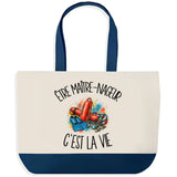 Grand Sac Cabas Fond Bleu Être maître-nageur c'est la vie