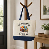 Grand Sac Cabas Fond Bleu Être marin-pompier c'est la vie