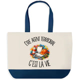 Grand Sac Cabas Fond Bleu Être agent territorial c'est la vie